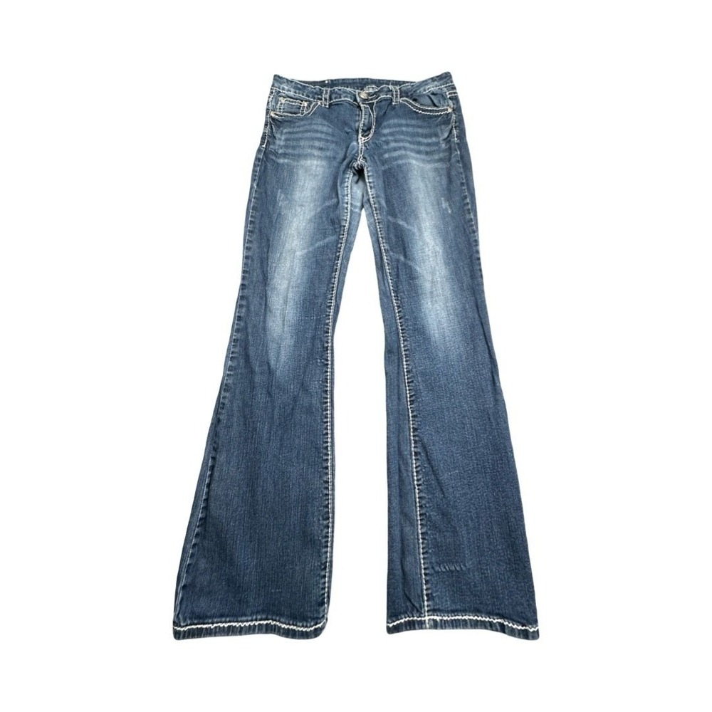 Denim Culture Jeans Womens 13 Blue Flare Butterfly Rhinestone DC0155BC Y2K Boho‎